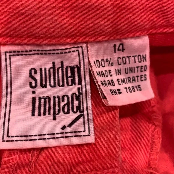 Sudden Impact 5-Pocket Denim Jeans Skirt with Slit Red Vintage 90’s Women’s 14 - Picture 3 of 6